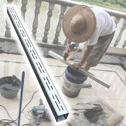 Canaletta Scolo Acqua Piovana Canalette di Drenaggio Strette for Patio Esterne, Kit di Scarico A Canale Sottile per Esterni Doccia Rettangolare E Griglie per Balconi E Cortili(15x5cm/6x2in)