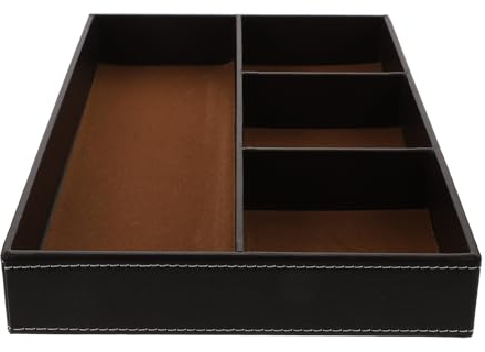 OUNONA Contenitore Portaoggetti da Tavolo Multifunzionale in Materiale Sicuro Colore Nero-Marrone Organizer per Gioielli Chiavi e Posate Contenitore Portaoggetti per Uso Domestico