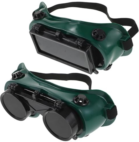 Uonlytech 2 piezas Gafas Protección Soldadura para Hombres con Lente Flip-up Gafas Soldar Autógena Resistentes para Trabajo Industrial Diseño Doble con Redondos Ajustables para Soldadura