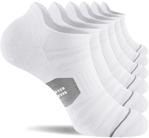 Niorasen Sneakersockor Herr Dam, Andningsbara Korta Sportsockor med Fodrat Hälsfoder, Bomulls löparsockor ankelsockor Unisex Vit Svart, 6 Par