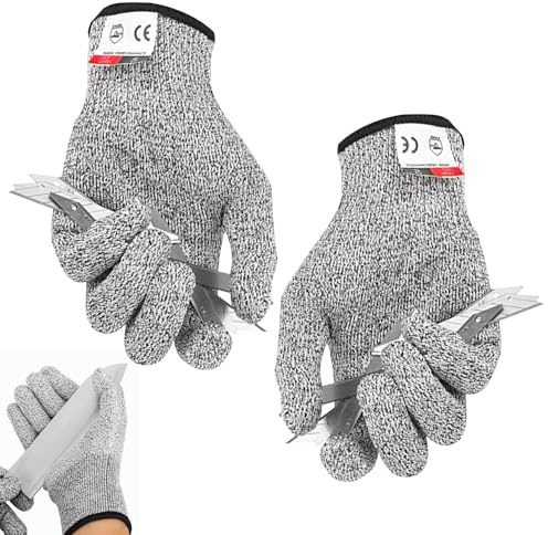 Générique Schnittschutzhandschuhe – 5 Stufen Schnittfestigkeit | Atmungsaktive Arbeitshandschuhe für Küche, Gartenarbeit, Hautschutz, Schneiden, Tischlerei