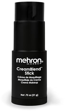 Mehron Makeup CreamBlend Stick | Face Paint, Body Paint, & Foundation Cream Makeup | Perfect for Halloween .75 oz (21 g) (Black)