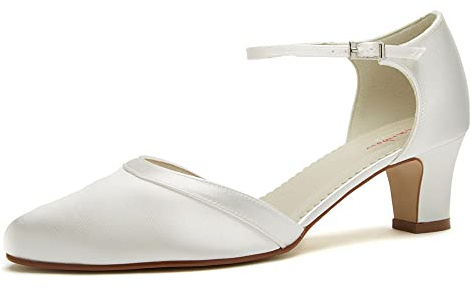 Rainbow Club Scarpe da Sposa Anika -Two Peace Décolleté da Donna, in Raso Crema Avorio, semplici, con Comoda Imbottitura, Misura 35 EU (UK 2)