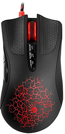 Bloody AL90 Optical Gaming Mouse with Light Strike (LK) Optical Switch & Scroll - 8 Programmable Buttons and Advanced Macros - Ergonomic Right Hand Grip - Button Grips - Colored Profile Selection