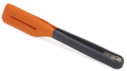 Joseph Joseph Turner Tongs, Ergonomic Silicone Tongs, Locks for compact storage, Dishwasher safe - Grey/Orange, 24