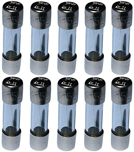 AERZETIX -10x Fusibili in Vetro Lento Ritardate - 2cm 5x20mm - 220V 250V - 0.315A 315mA- C10968
