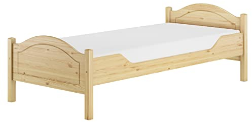 Erst-Holz®Massivholz Bett 100x200 Kieferbett Einzelbett Gästebett Futonbett Zubehör wählbar V-60.30-10Federholzrahmen und Matratze inkl.
