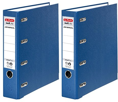 Doppelpack Herlitz 10842276 Doppelordner maX.file protect A4 blau FSC Mixed (2 Stück, blau)