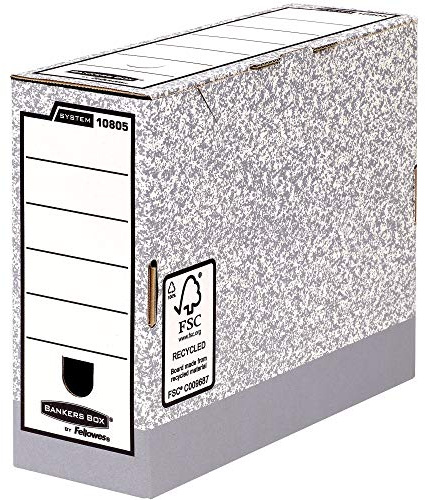 Fellowes R-Kive System Ablagebox Archivschachtel A4, 10 Stück 105mm, weiß/grau