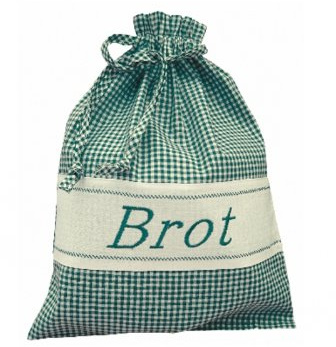Brotbeutel - grün - weiß kariert