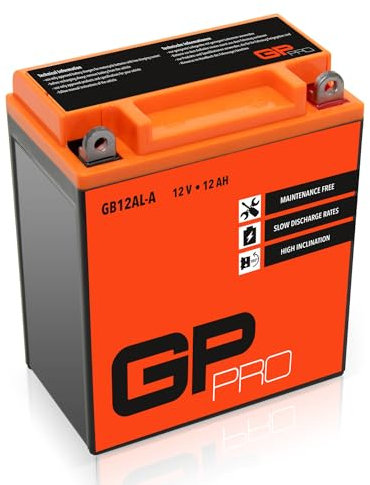 GP-PRO GB12AL-A 12V 12Ah GEL-Batterie (Kompatibel mit YB12AL-A / YB12AL-A2) (Wartungsfrei & Versiegelt) Akkumulator Motorrad Motorradbatterie