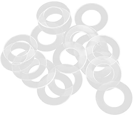 Rondelle piatte in nylon, M16, diametro esterno 28 mm, diametro interno 16 mm, spessore 1 mm, per tubo dell'acqua del rubinetto, trasparente, confezione da 50
