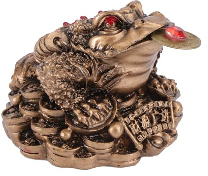 Garneck Resin Toad Figurine Feng Shui Money Frog Ornament for Wealth Lucky Charm Home Office Tabletop Decoration 2.17X1.89X1.50In