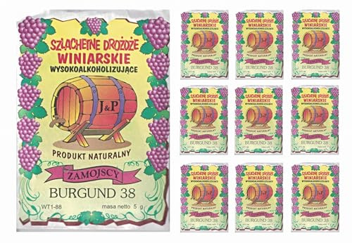 HUGBERT Weinhefe, BURGUND 38, für Rotweine, 100% natürlisches Produkt, Gärhefe Hefe, 10 Stück