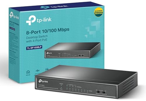 TP-Link TL-SF1008LP - Switch desktop a 8 porte, 10/100 Mbps, con 4 porte PoE, Plug and Play, alloggiamento in metallo