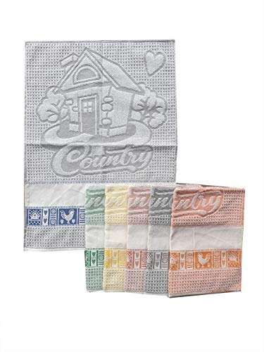 OM DOLCE CASA Strofinacci Canovacci con Tela Aida per Ricamo Misura CM 50X70 100% Cotone Pacco da 6 Pezzi vari modelli Muffin Gnomi Home Prodotto in Italia (Country)