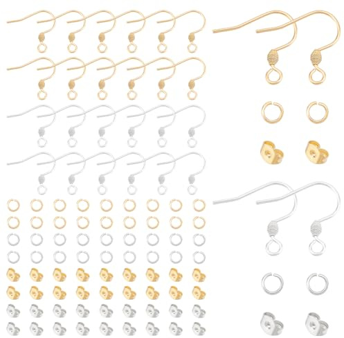 UNICRAFTALE Über 80 Sätze Edelstahl Ohrringe Herstellung Set 2 Farben Hypoallergen Ohrringhaken Mit Offene Sprungringe Ohrringe Selber Machen Set Für DIY Weihnachtstag Ohrringe Schmuckherstellung