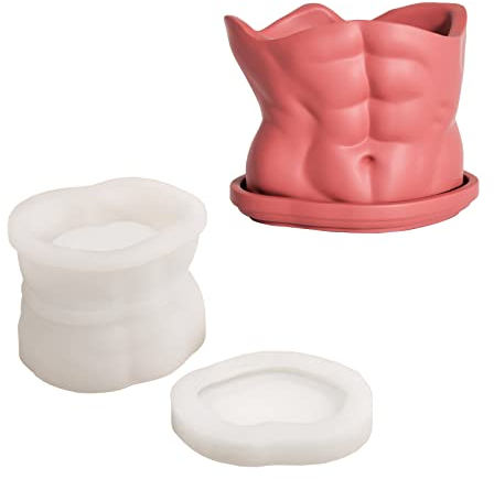 Molde de maceta de silicona para hormigón 3D Cemento cuerpo humano Vela Molde de recipiente para decoración casera Florero que hace herramienta (SH0839-1 SH0839-2)