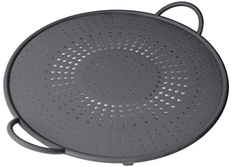 KUHN RIKON Spritzschutz Silikon Ø 30 cm grau, Ofentauglich bis 230 °C | Einfache Reinigung und Aufbewahrung