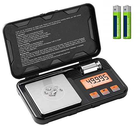 PRECIPETTE 50g Digitale Milligramm Waage 0,001g Taschenwaage Feinwaage 0.001g Mini Waage mit LCD Display Digitale Waage mit 50g Gewicht Pinzette Schmuckwaage