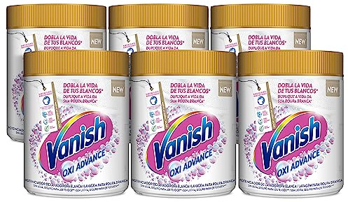Vanish Oxi Advance - Quitamanchas multibeneficio, blanqueador y potenciador del lavado, para ropa blanca, En Polvo, sin lejía - Megapack 2,4kg (6x400 gr)