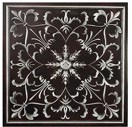 Faux carreaux de plafond en étain collés,Dalle de plafond à peler et coller,Panneaux de plafond,(paquet de 10, 40 pieds carrés),PL70 Argent traditionnel 10 pièces