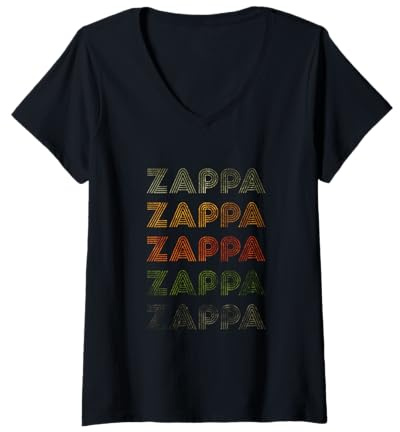 Donna Love Heart Zappa Tee Grunge Vintage Style Nero Zappa Maglietta con Collo a V