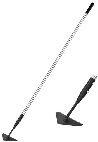 BARAYSTUS Dreieckige Gartenhacke Langstiel Ziehhacke, Dreieckige Hacke mit Langem Griff, Gartenhacke aus Edelstahl, Verstellbare Gartenhacke zum Jäten, Graben, Bodenbearbeitung,Triangle Garden Hoe