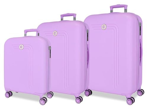Movom Riga Koffer-Set, Violett, 55/70/80 cm, ABS-Verschluss, TSA 216L, 10,88 kg, 4 Doppelräder, Handgepäck, dunkelviolett, Koffer Set