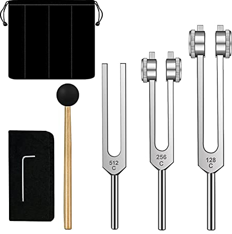 Ronlok Stimmgabel Set - 128 Hz, 256 Hz, 512 Hz, Stimmgabeln Perfekt für Heilung, Chakra, Klangtherapie, KöRper, Geist und Seele