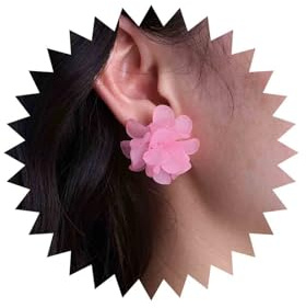 Inateannal Boho Rosa Pendientes De Flores De Resina Flor De Acrílico Pendiente De Perno Vintage Grandes De Flores De Acrílico Pendiente De Pétalos Escalonados Joyas Para Mujeres Y Niñas