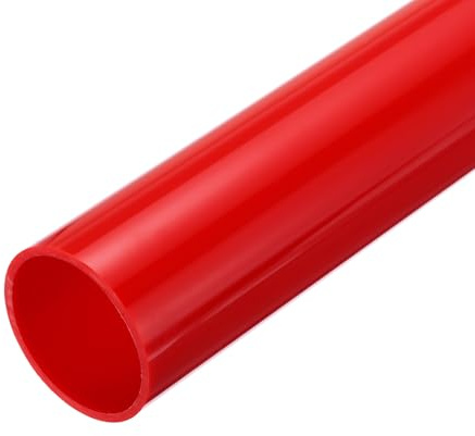 sourcing map - Tubo rigido in PVC da 2 pollici, tubo rotondo per hardware, diametro interno 45 mm (9/5 pollici), diametro esterno 50 mm, lunghezza 350 mm, rosso ad alto impatto per tubi dell'acqua