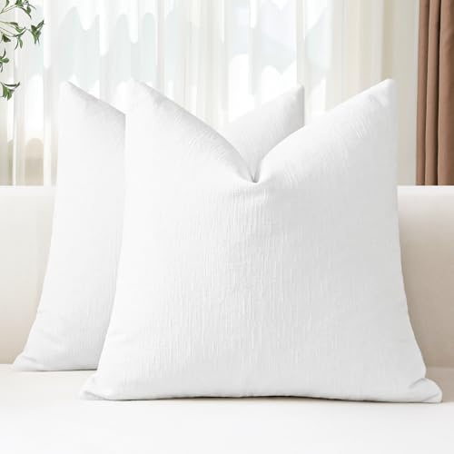 JOTOM 2er Set Chenille Kissenbezüge, Dekorative Weich Einfarbig Wurf Kissenbezug Moderne Kissenhüllen Sofakissen Dekokissen Zierkissenbezug für Wohnzimmer Schlafzimmer Deko (40x40cm, Weiß)
