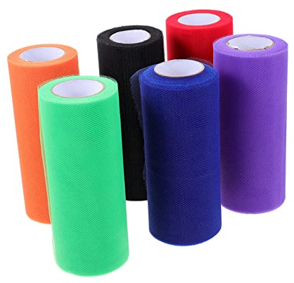 Hohopeti 6rollen Tüllband Aus Farbiges Tüllstoffband Für Basteln Diy-tüllstoff Zum Verpacken Von Geschenken Und Dekorieren Von Hochzeits Und Partyeinrichtungen