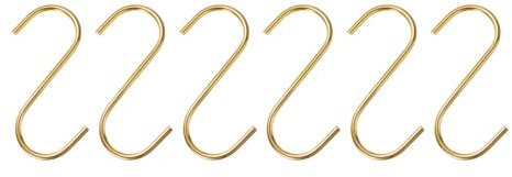 sourcing map 6 lange S-Haken, 10,2 cm, extra lang, S-förmige Metallhaken, hoher Manganstahl, S-Aufhänger, Aufbewahrung, Organisationswerkzeug für Küche, Garten, Badezimmer, Garage, Schrank, goldfarben