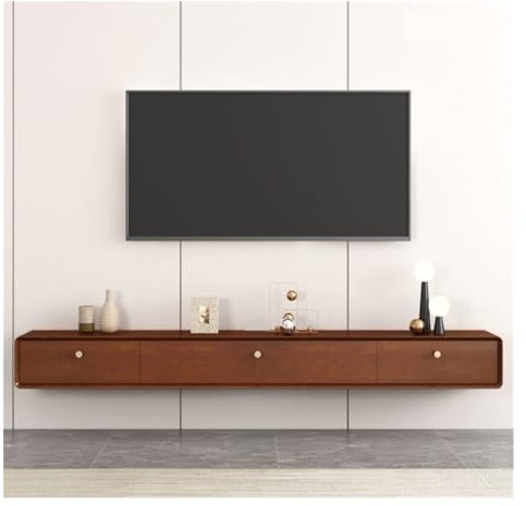 TV Schrank Hängend Schwebender TV-Ständer aus Holz, 78,7 Zoll schwimmendes Entertainment-Center for bis zu 80-Zoll-Fernseher, TV-Schrank, Medienkonsole, Holz-Aufbewahrungsbox unter dem Fernseher for d