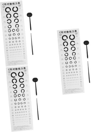 Anneome 3sätze Visual Testing Chart Für Augenuntersuchungen Mit Teleskopstab Und Augenokkluder Wasserdichtes Material Präzise Ergebnisse Für Sehtests Kliniken Und Praxen