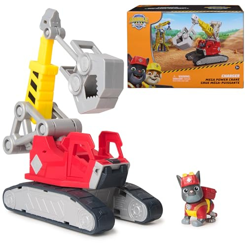 Rubble & Crew Charger's Mega Power Crane, Toy Truck with Charger Figure & 2 Detachable Tools, PAW Patrol Kids Toys for Boys & Girls Ages 3 and Up
