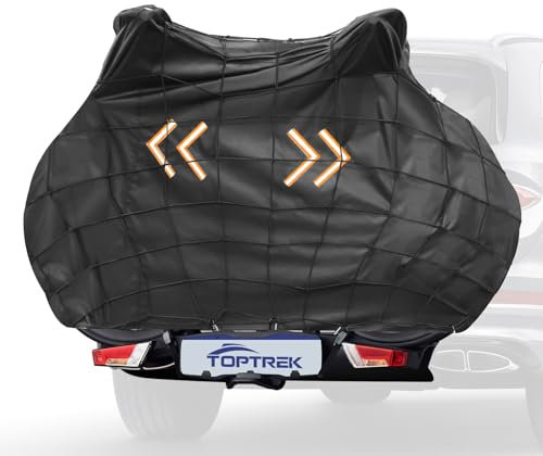 toptrek cykelskyddsöverdrag cykelhållare slittåliga, cykelskydd bakhållare med bagagetät elastisk, 600D oxfordtyg cykelgarage för 2 cyklar
