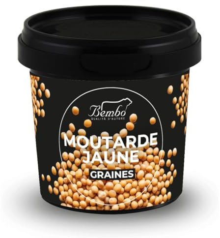 Graines de Moutarde Jaune 100 g – Ajoutez une Touche de Piquant à Vos Plats – Emballage Anti-Gaspillage, Anti-Oxydation, Réutilisable et Recyclable.