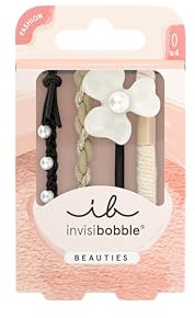 invisibobble BEAUTIES Flower Pearl (4 pièces) – Set de barrettes pour femmes & enfants – Grandes barrettes pour cheveux fins – Élégantes & florales avec perles décoratives