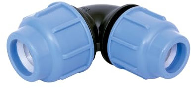 SAB Raccordo a Gomito a 90° Ridotto Ø 32 x 25, Raccordi a Compressione BlueSeal 16 in PP, PN16, per Giunzione Tubi in Polietilene, per Impianti di Irrigazione
