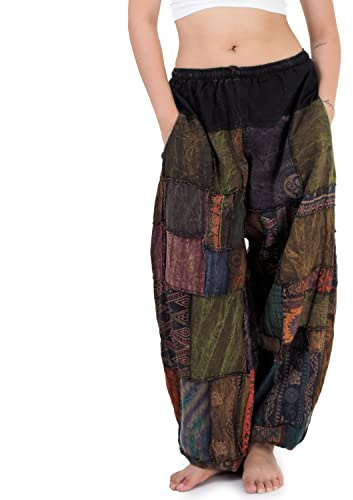 PRINCESS OF ASIA Orientalische Patchwork Jeans Haremshose Damen | Aladinhose, Chillerhose, Thai Hippie Hose, Ethno Style, Festival, Loungewear, Denim, Baumwolle, Spirit of Buddha