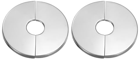 sourcing map 2pcs Wall Split Flange 0.67 (17mm) Stainless Steel Round Self-Adhesive Split Flange Pipe Cover Clip-on Escutcheon Collar for Floor Ceiling Bathroom Kitchen Toilet