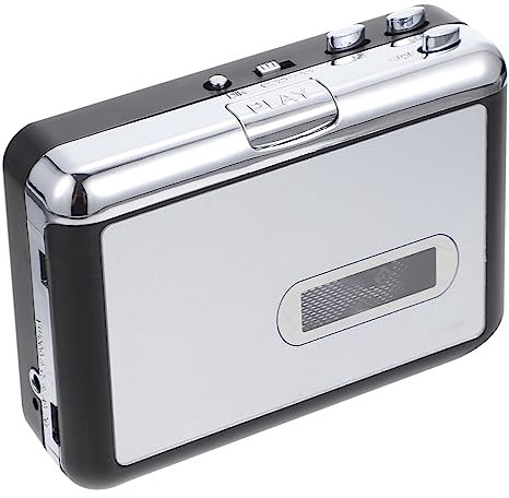 iplusmile Reproductor De Casete USB Portátil para Amantes Música Retro, Diseño Metálico, Convertidor De Cinta a Mp3, Compatible con Tarjeta De Memoria y Disco USB, Uso Casa y Viaje, Color Metálico