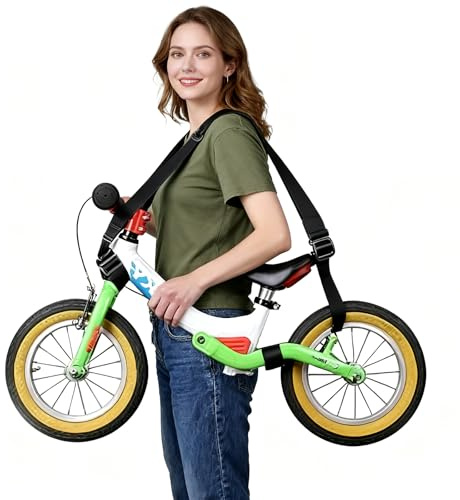 KQDRAVINE Correa de Transporte para Bicicleta sin Pedales Correa para el Hombro con Timbre de Bicicleta Niños, Ayuda de Ajustable para sin Pedales, Correa de Transporte para Patinete Accesorios