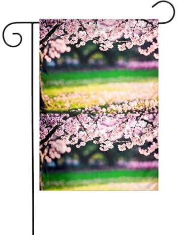 YYHHAOFA Drapeau de jardin motif cerisier en fleurs - Décoration de cour - 30,5 x 45,7 cm - Pour jardin, terrasse, balcon