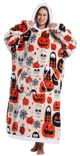 JOREAY Bärbar filt för kvinnor, söt överdimensionerad mjuk bekväm varm huvtröja filt, mors dag gåvor till mamma, Halloween, Oversized
