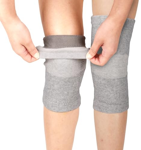 viiotu Knee Warmers for Women Men,Soft Thermal Knee Sleeve with Warm Lining Stretchy Knit for Arthritic Night Sleep Elders Gift (Gray, XL)