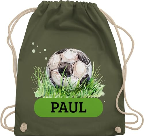 Turnbeutel Rucksack - Fußball mit Name personalisiert I Fussball I Fußballgeschenke I Fussballgeschenke - Unisize - Olivgrün - kinder stoffbeutel kindergarten geschenke+für+fußballfans